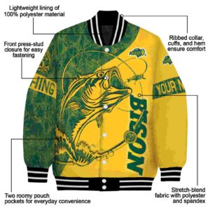 personalized north dakota state bison fishing rod yellow jacket new arrival