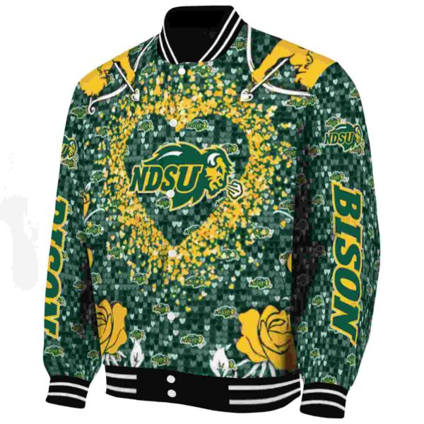 personalized north dakota state bison heart explosion green jacket best selling