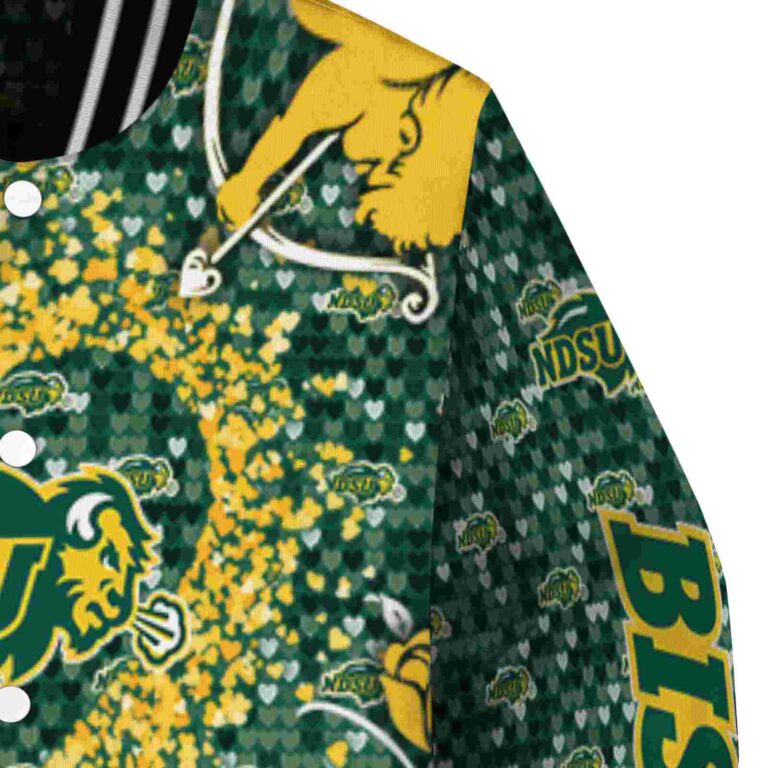 personalized north dakota state bison heart explosion green jacket premium grade