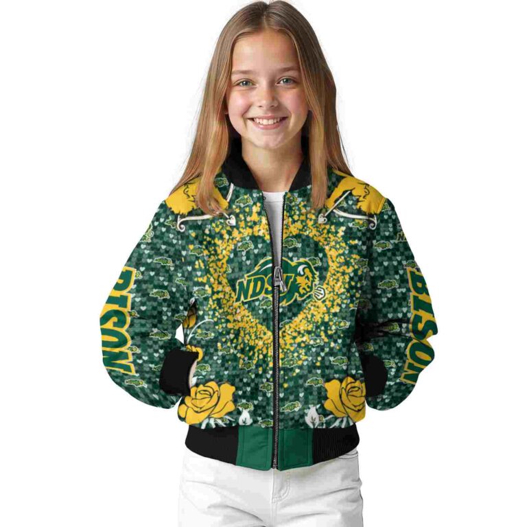 personalized north dakota state bison heart explosion green jacket top rated