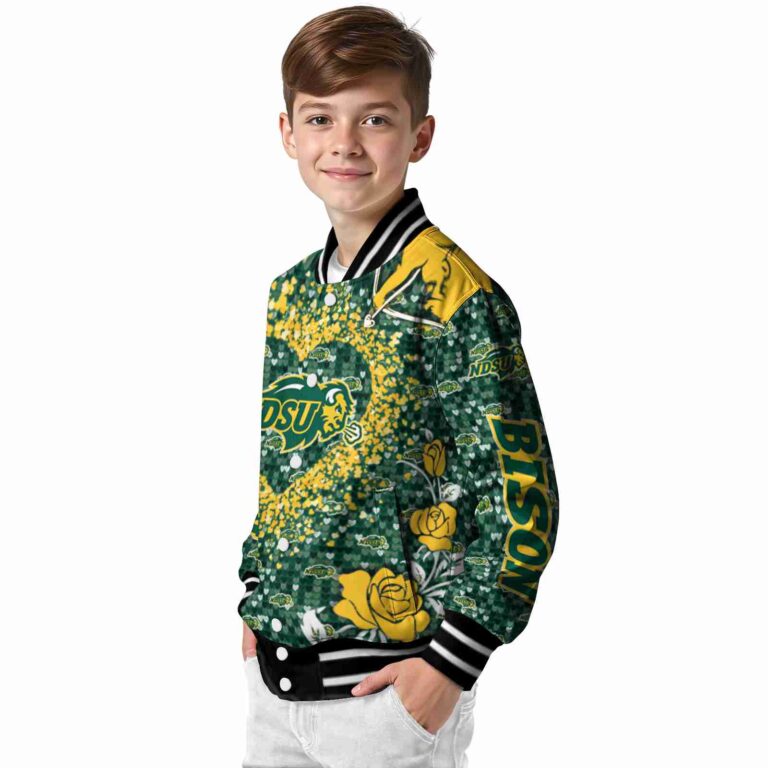 personalized north dakota state bison heart explosion green jacket trendy
