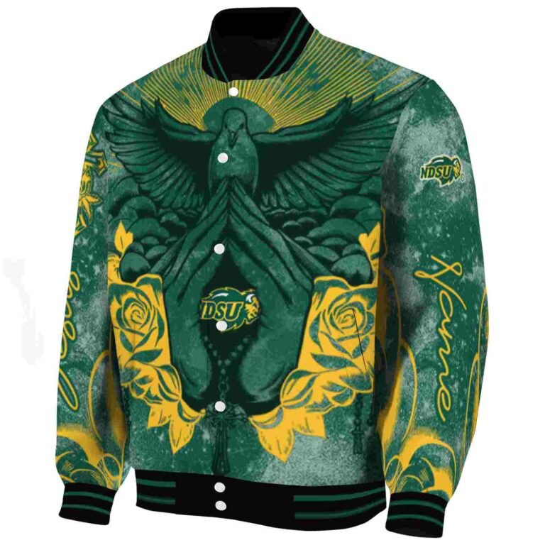 personalized north dakota state bison praying hands green jacket best selling