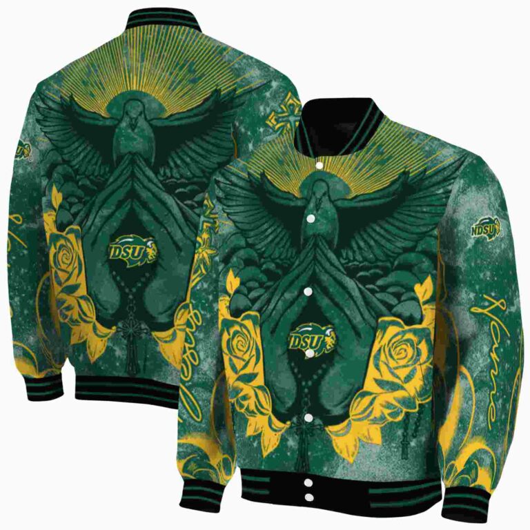 personalized north dakota state bison praying hands green jacket fashion forward