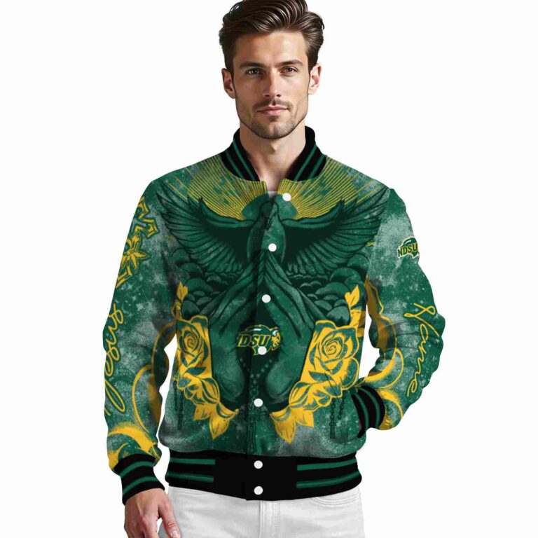 personalized north dakota state bison praying hands green jacket high quality