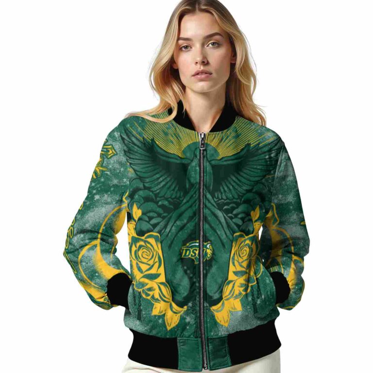 personalized north dakota state bison praying hands green jacket latest model