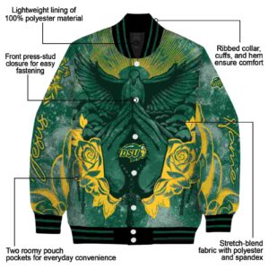 personalized north dakota state bison praying hands green jacket new arrival