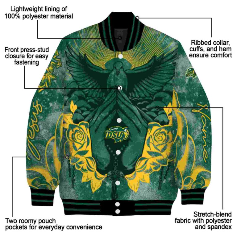 personalized north dakota state bison praying hands green jacket new arrival