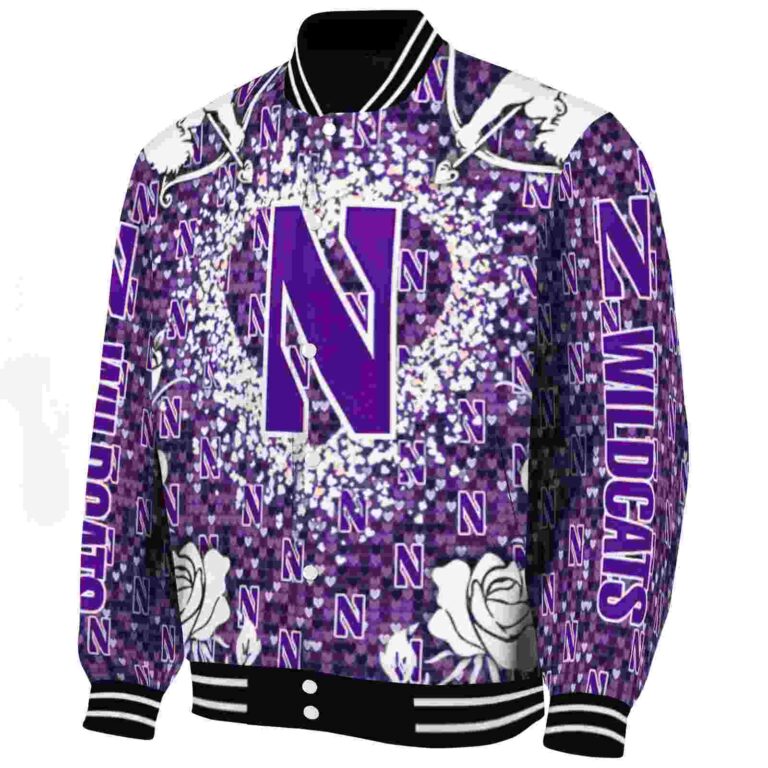 personalized northwestern wildcats heart explosion purple jacket best selling