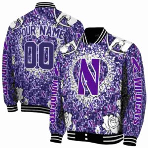 personalized northwestern wildcats heart explosion purple jacket fashion forward