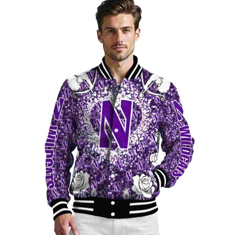 personalized northwestern wildcats heart explosion purple jacket high quality