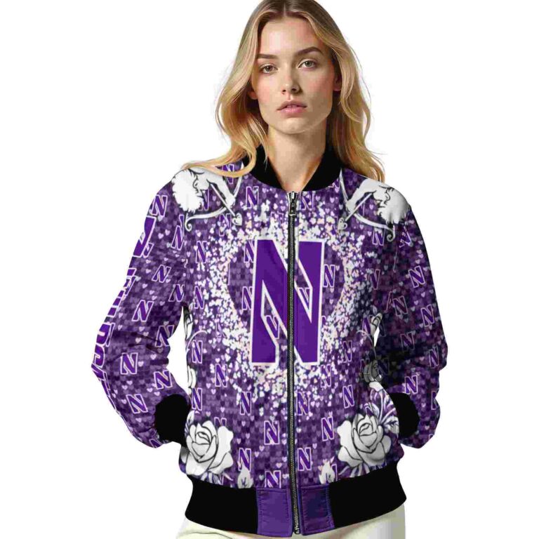 personalized northwestern wildcats heart explosion purple jacket latest model