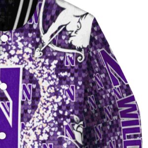 personalized northwestern wildcats heart explosion purple jacket premium grade