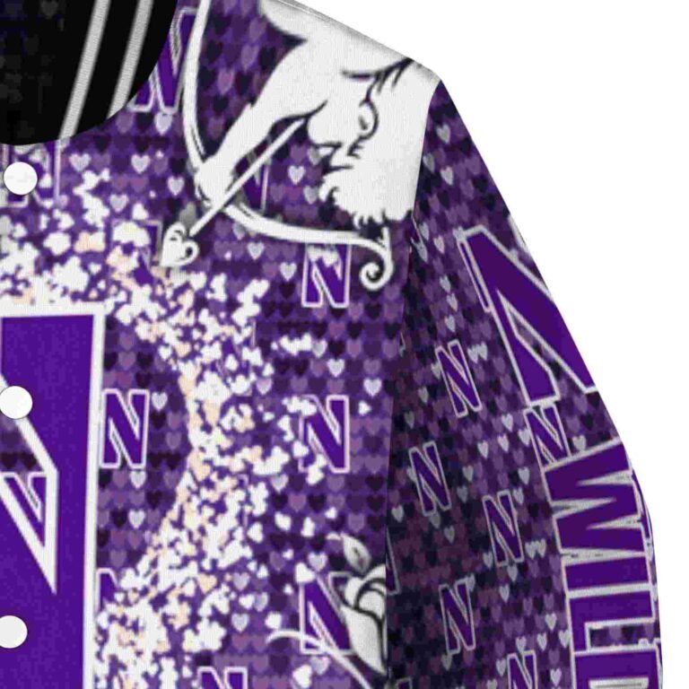 personalized northwestern wildcats heart explosion purple jacket premium grade