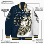 personalized notre dame fighting irish jesus tears navy white jacket best selling