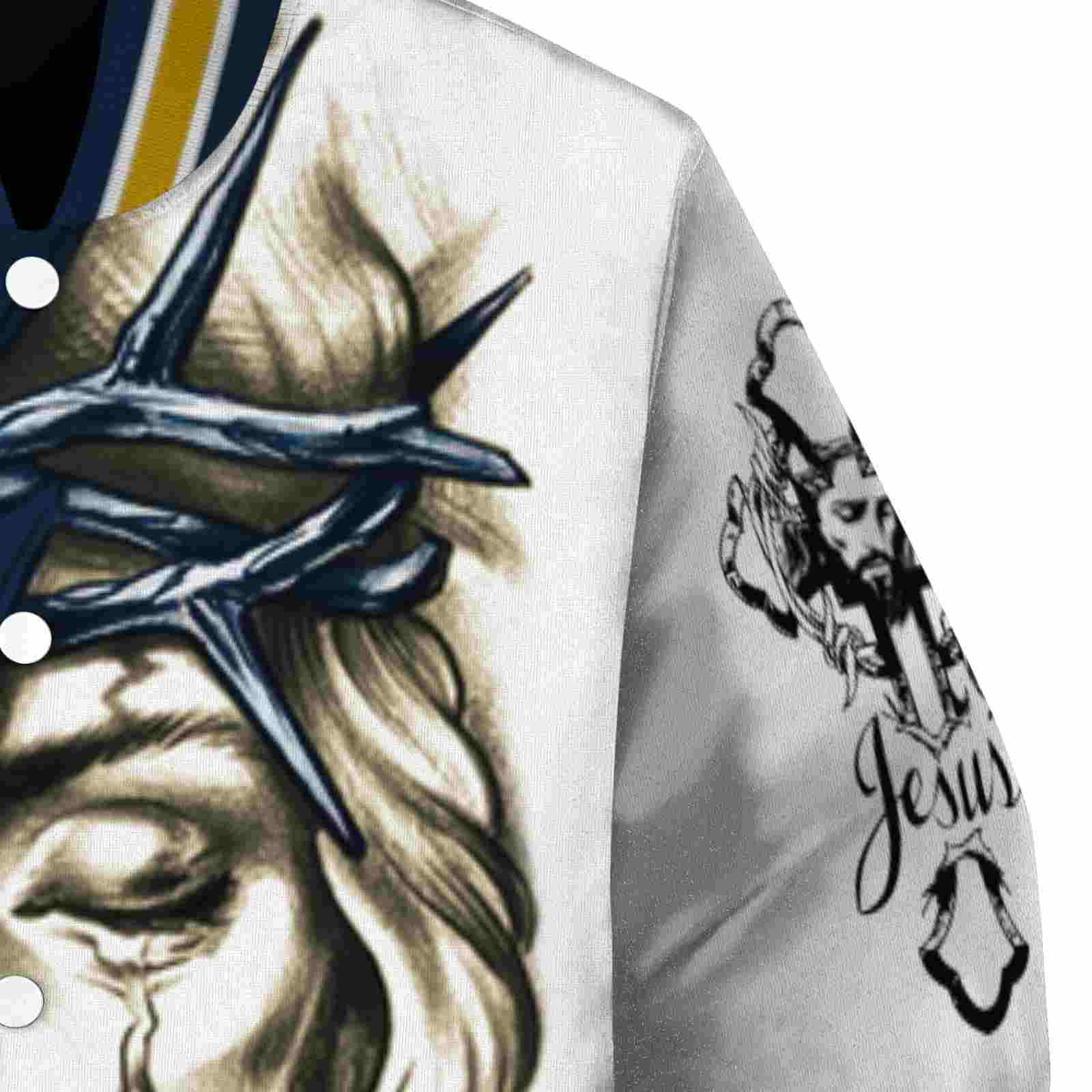 personalized notre dame fighting irish jesus tears navy white jacket premium grade personalized notre dame fighting irish jesus tears navy white jacket premium grade