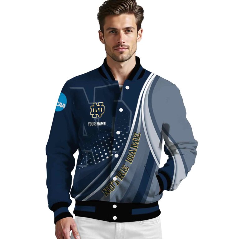 personalized notre dame fighting irish wave patterns navy jacket high quality