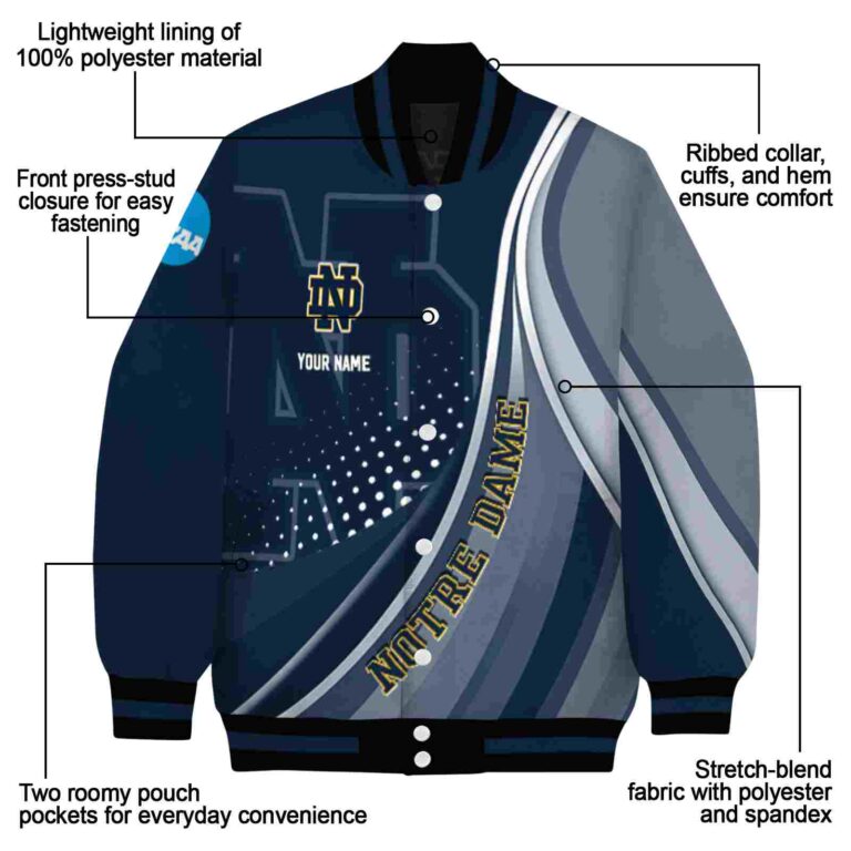 personalized notre dame fighting irish wave patterns navy jacket new arrival