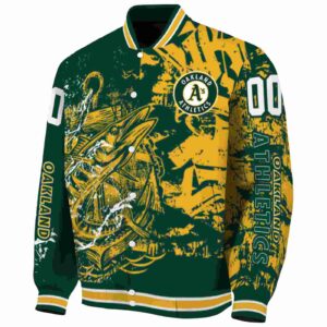 personalized oakland athletics fishing art green jacket best selling