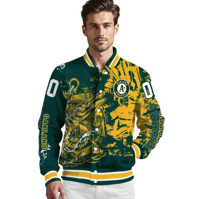 personalized oakland athletics fishing art green jacket high quality