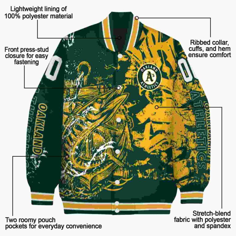 personalized oakland athletics fishing art green jacket new arrival