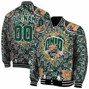 personalized ohio bobcats heart explosion green jacket fashion forward