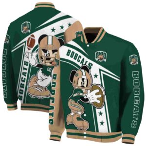 personalized ohio bobcats mickey football green white jacket fashion forward
