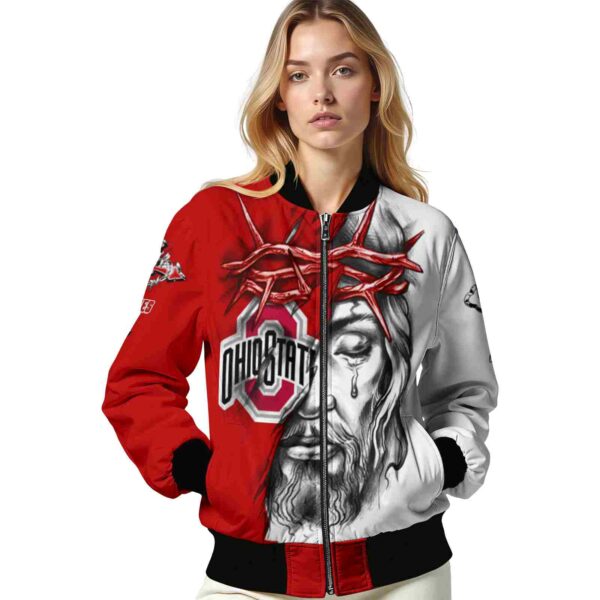 personalized ohio state buckeyes jesus tears scarlet white jacket latest model