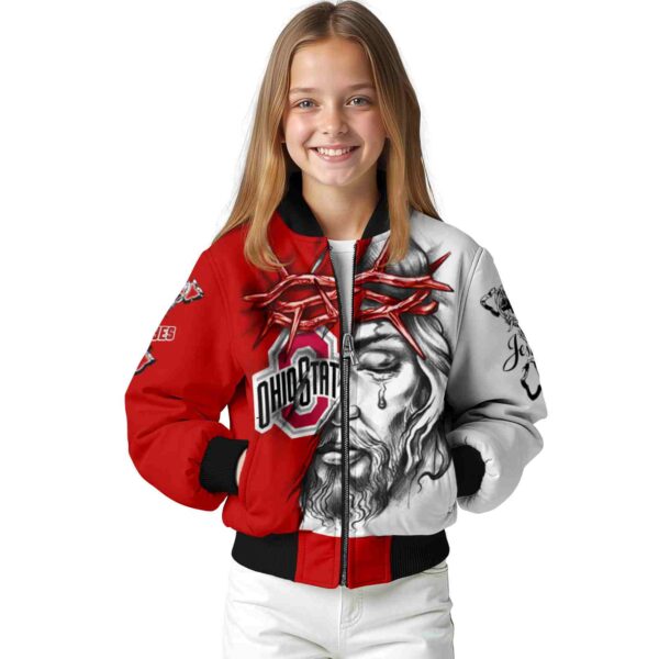 personalized ohio state buckeyes jesus tears scarlet white jacket top rated