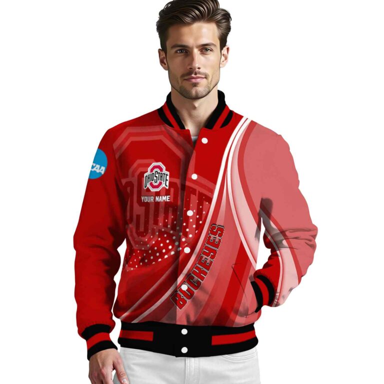 personalized ohio state buckeyes wave patterns scarlet jacket high quality