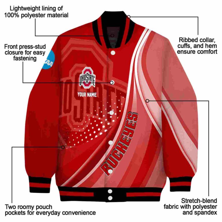 personalized ohio state buckeyes wave patterns scarlet jacket new arrival
