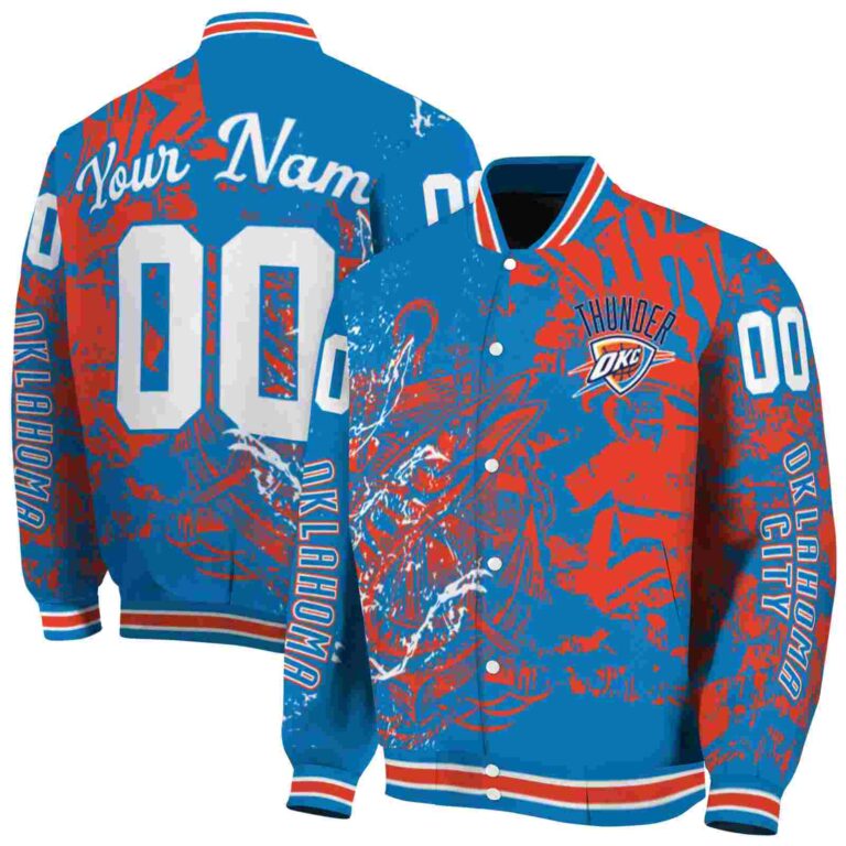 personalized oklahoma city thunder fishing art blue jacket fashion forward
