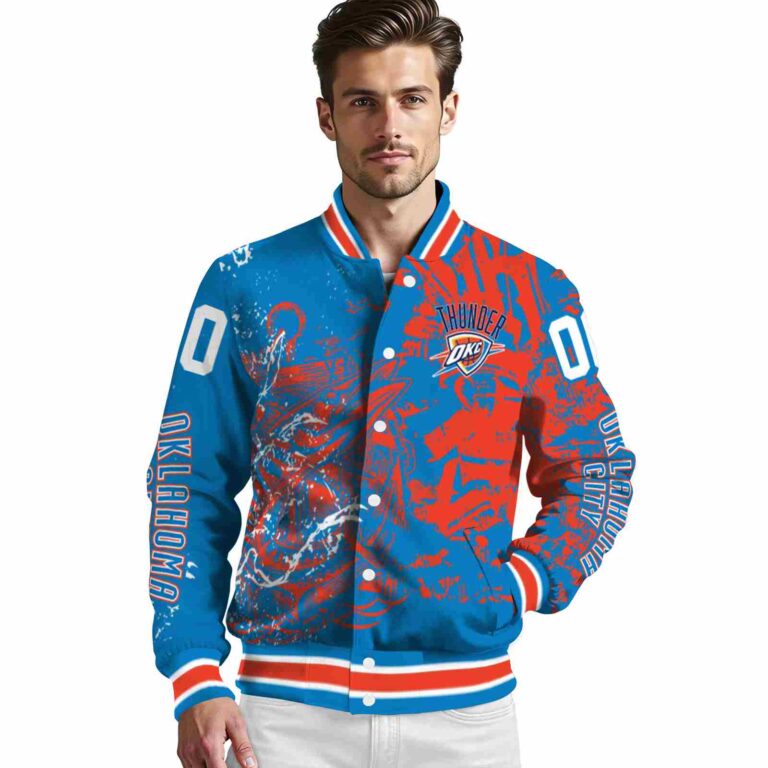 personalized oklahoma city thunder fishing art blue jacket high quality