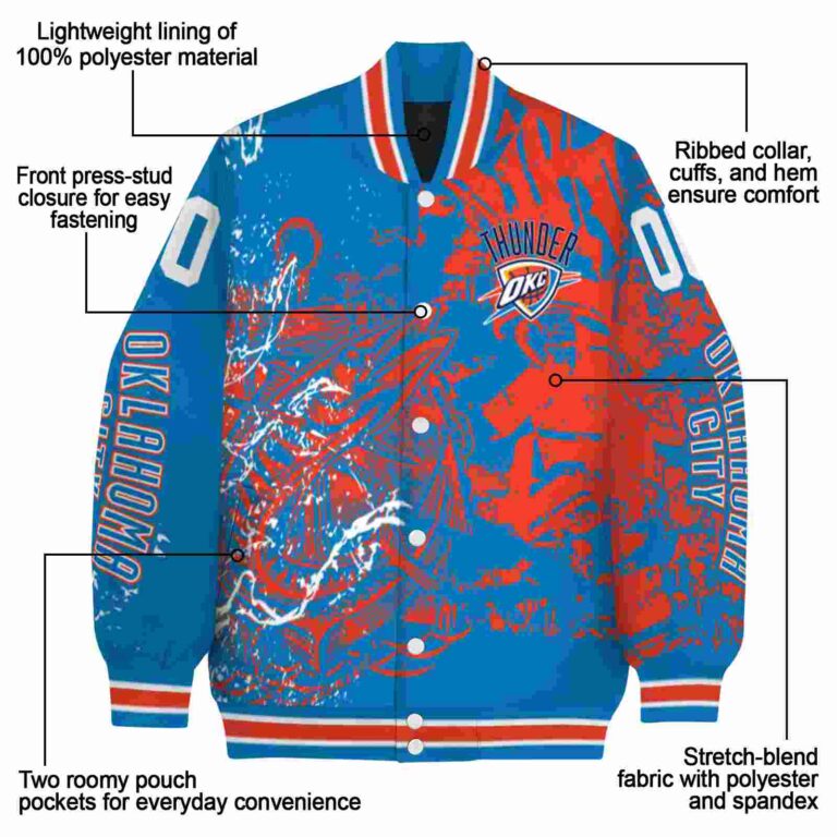personalized oklahoma city thunder fishing art blue jacket new arrival