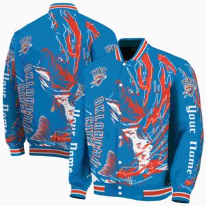 personalized oklahoma city thunder fishing passion blue white jacket fashion forward