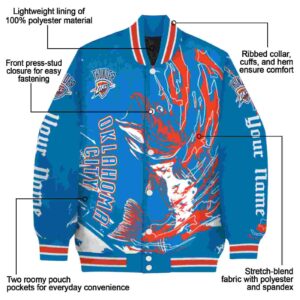 personalized oklahoma city thunder fishing passion blue white jacket new arrival