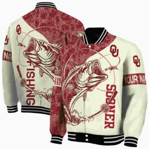 personalized oklahoma sooners fishing rod cream jacket fashion forward