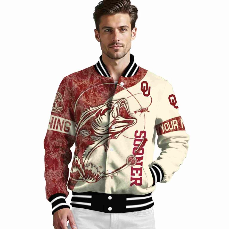 personalized oklahoma sooners fishing rod cream jacket high quality