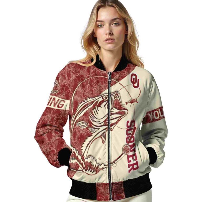 personalized oklahoma sooners fishing rod cream jacket latest model