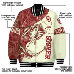 personalized oklahoma sooners fishing rod cream jacket new arrival