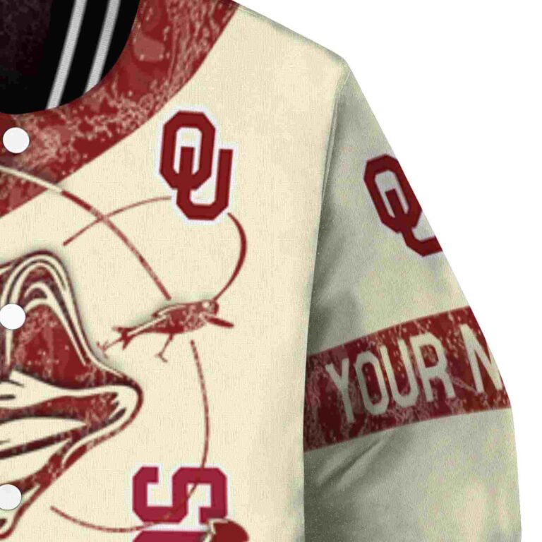 personalized oklahoma sooners fishing rod cream jacket premium grade