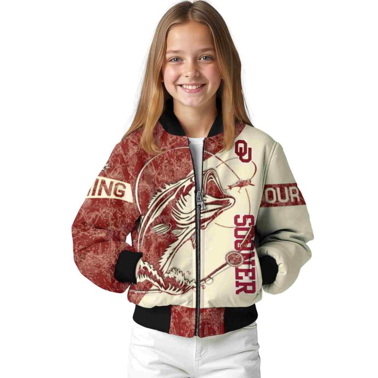 personalized oklahoma sooners fishing rod cream jacket top rated