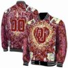 personalized oklahoma sooners heart explosion crimson jacket fashion forward