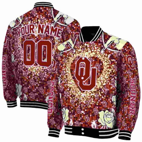 personalized oklahoma sooners heart explosion crimson jacket fashion forward