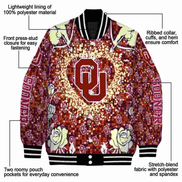 personalized oklahoma sooners heart explosion crimson jacket new arrival
