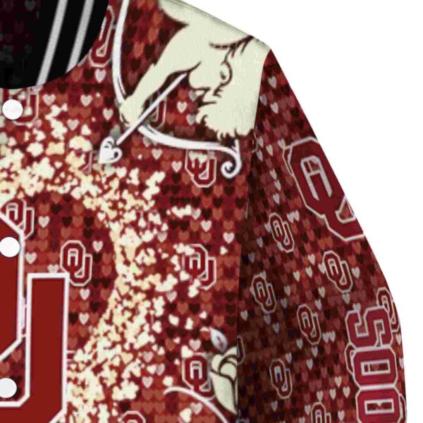 personalized oklahoma sooners heart explosion crimson jacket premium grade