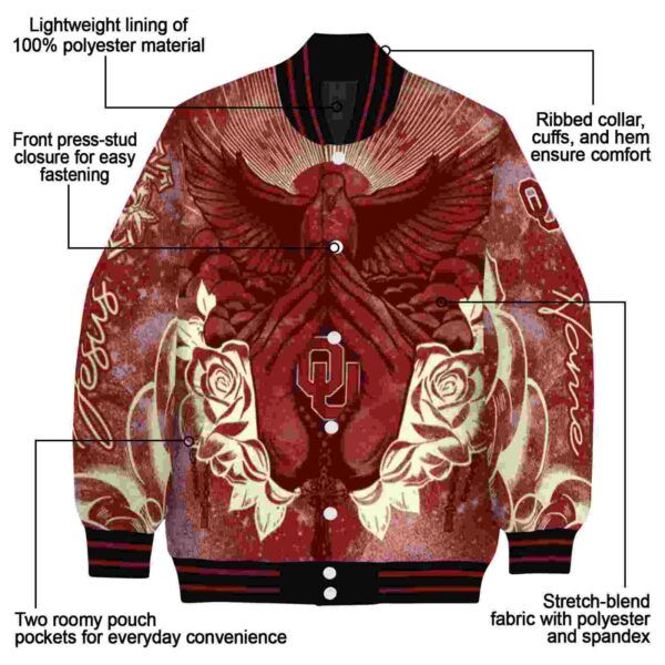 personalized oklahoma sooners praying hands crimson jacket new arrival