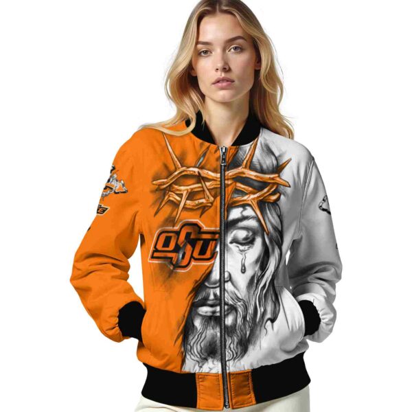 personalized oklahoma state cowboys jesus tears orange white jacket latest model