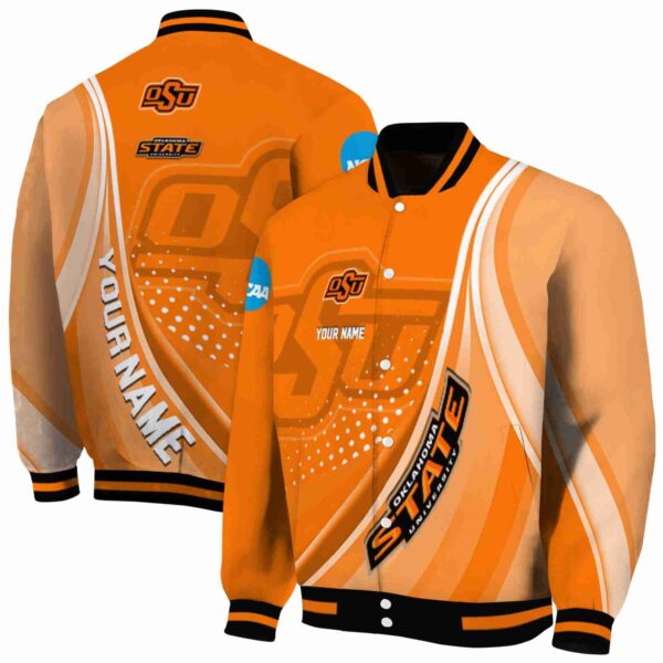 personalized oklahoma state cowboys wave patterns orange jacket fashion forward