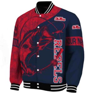 personalized ole miss rebels fishing rod blue jacket best selling