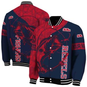 personalized ole miss rebels fishing rod blue jacket fashion forward
